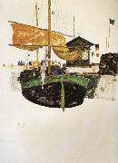 Egon Schiele Ships at Trieste oil painting reproduction